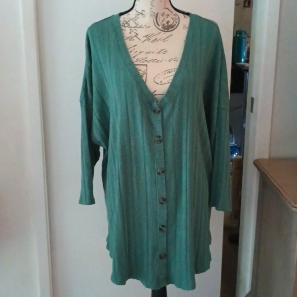 NATURAL REFLECTIONS Deep V-Neck Tunic Sweater